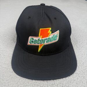 Vintage 90s Gatorade Hat Cap Black Strapback Lightning Bolt Logo Union Made USA